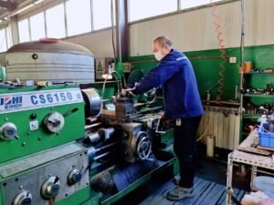 lathe operator at work